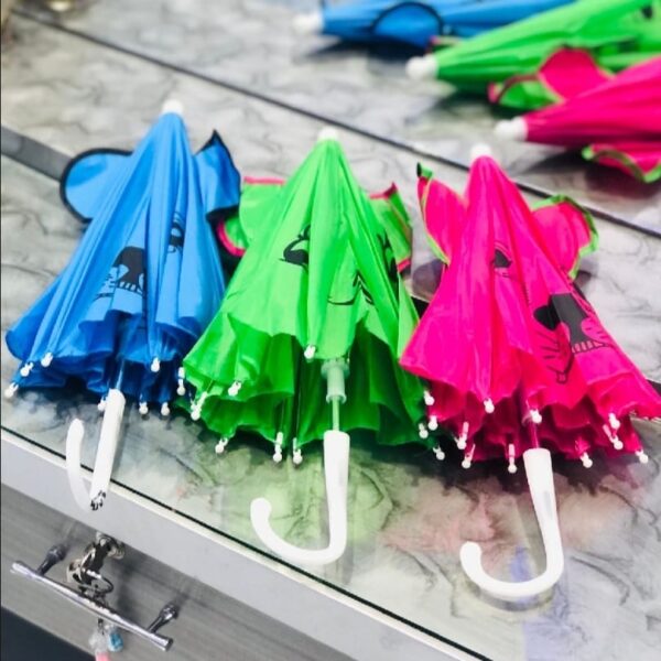 Small Kids Cartoon Umbrella – Multicolor, Random Shape & Design, Lightweight & Compact