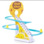 Duck Slide Toy Set, Funny Automatic Stair-Climbing Ducklings Cartoon Race Track Set Little Lovely Duck Slide Toy Escalator Toy with Lights and Music (3 sliding ducks) - Image 2