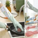 Long Reusable Dishwashing Gloves with Warm Fleece Lining – Extra Long Waterproof Rubber Cleaning Gloves, Anti-Slip, Heat Resistant for Kitchen, Laundry, and Household Use (Random Color) Rs 33 - Image 2