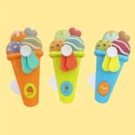 Handheld Ice Cream Cone Toy Fan for Kids – Cute Cartoon Design, Safe Soft Blades, Portable Mini Fan for Summer Play & Cooling (Random Color)